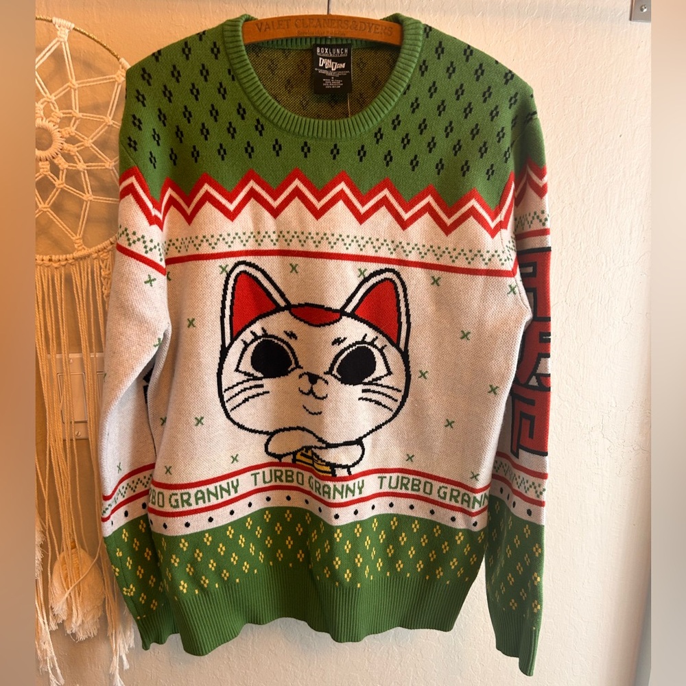 ❤️ Dan Da Dan Turbo Granny Maneki Neko Sweater NWT!